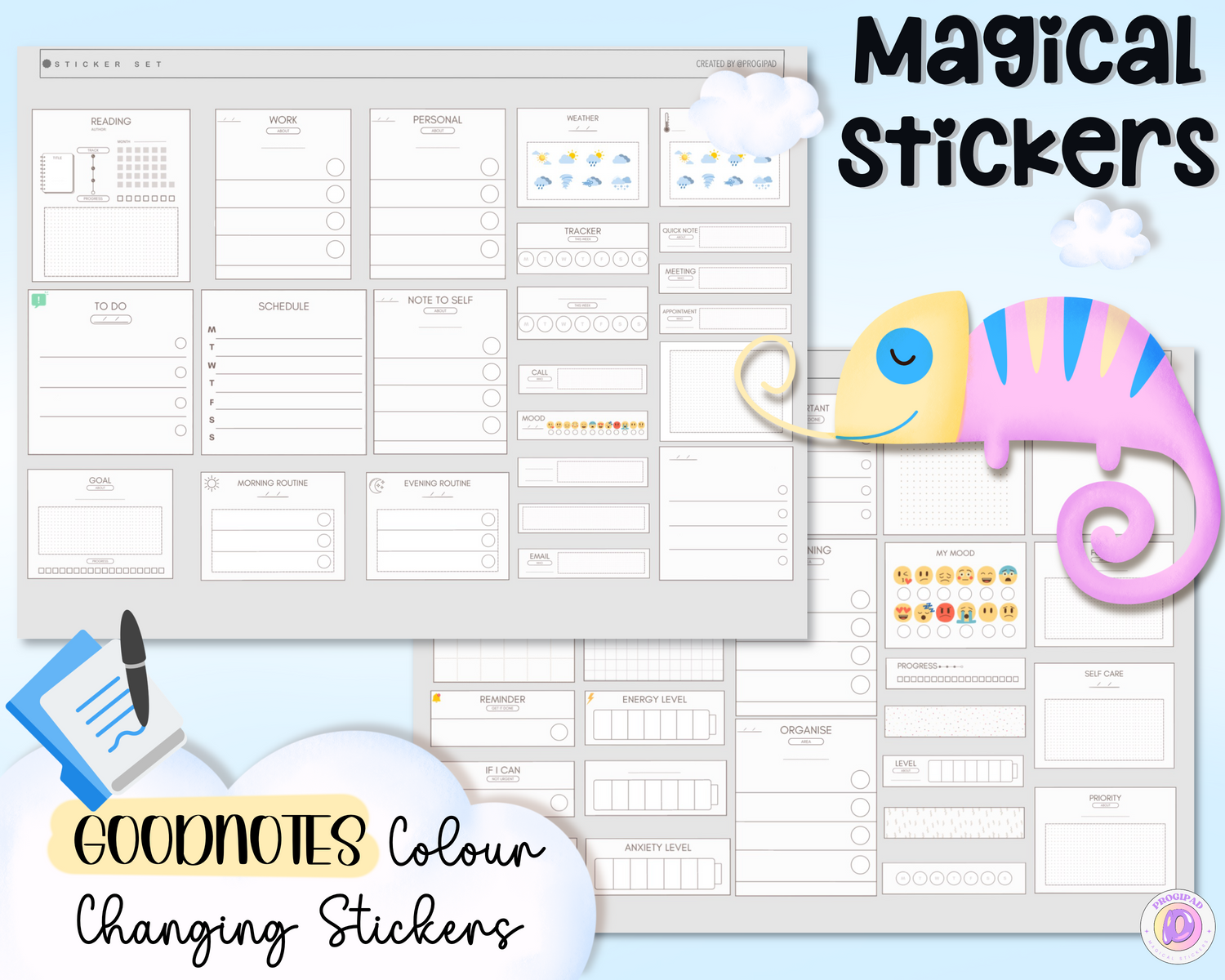 Magical stickers, colour changing stickers for [Goodnotes only users], all purpose widget edition.